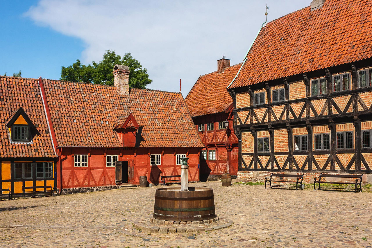 An old town plaza at Aarhus, Denmark