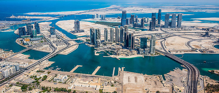 Aerial view of Abu Dhabi from a helicopter