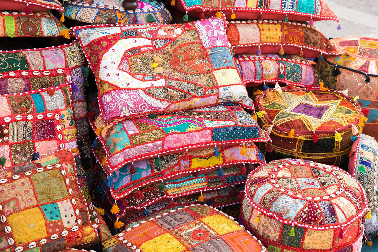 Handmade pillows sold at the local markets in Abu Dhabi, United Arab Emirates