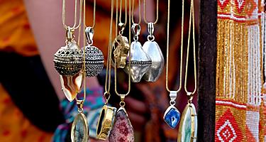 An assortment of handcrafted artisan necklaces