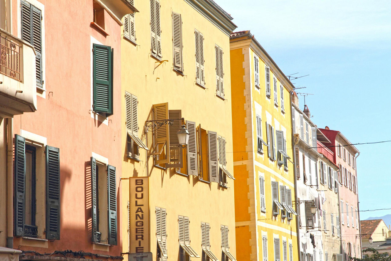 Colorful Homes on a Street,  Ajaccio, Corsica