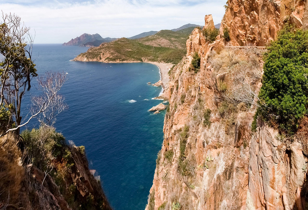 Coastal view in Corsica from cliff