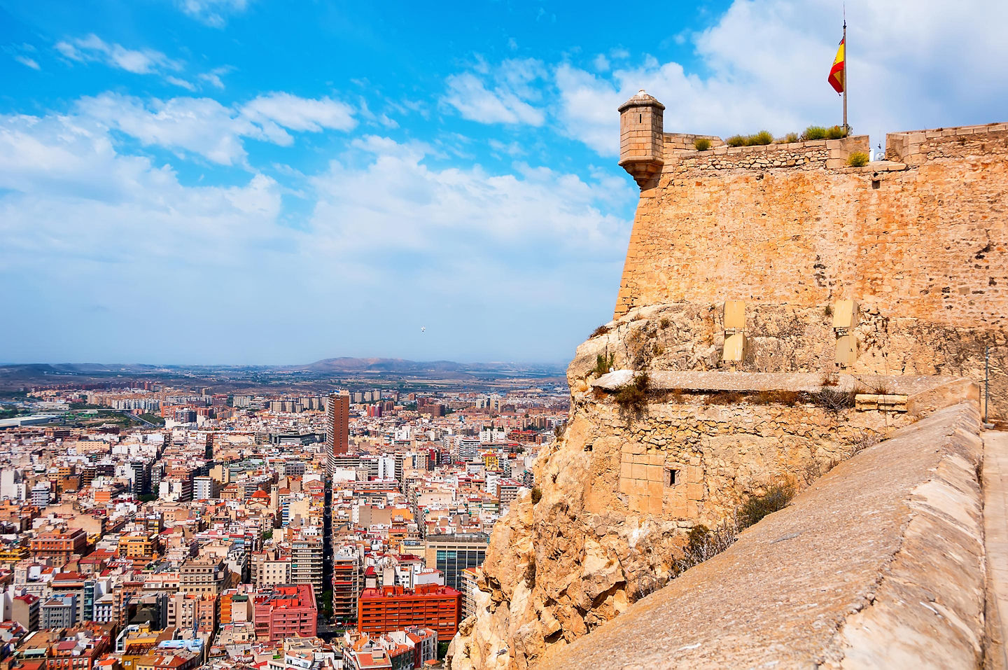 The Santa Bárbara Castle with a view of the city. - Alicante, Spain