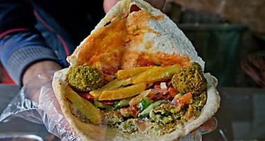 Falafel wrap is the local cuisine in Aqaba, Jordan