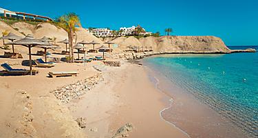 Beach on the shore of the Red Sea in Aqaba, Jordan