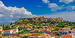 Athens (Piraeus), Greece, View of city and Acropolis