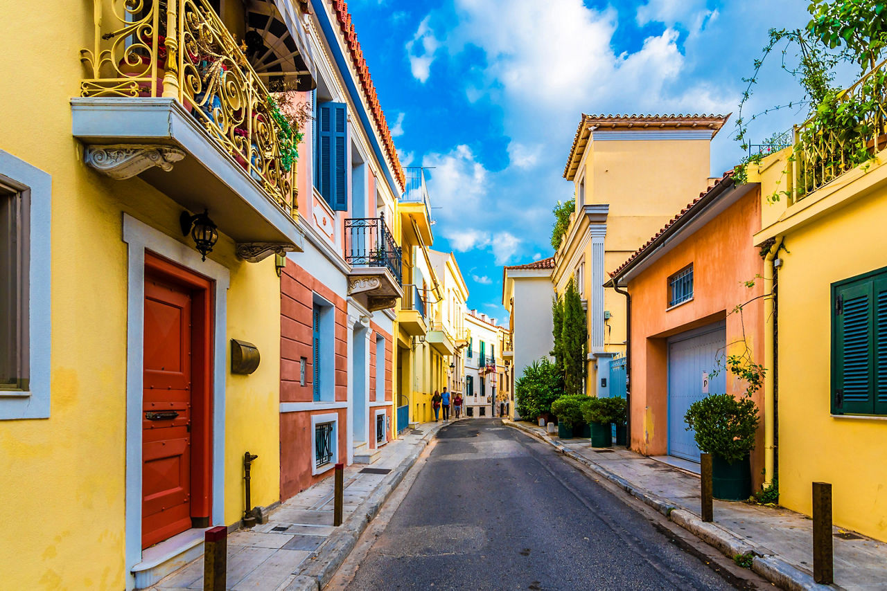 Athens Greece Monastiraki Street Colorful Homes