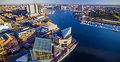 Aerial View Downtown Inner Harbor, Baltimore, Maryland