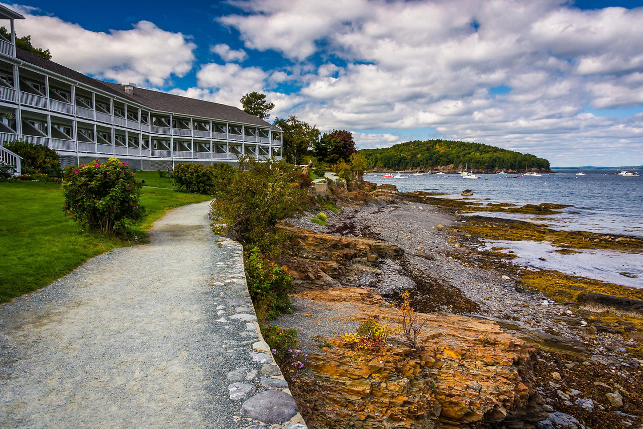 A waterfront building in Bar Harbor, Maine