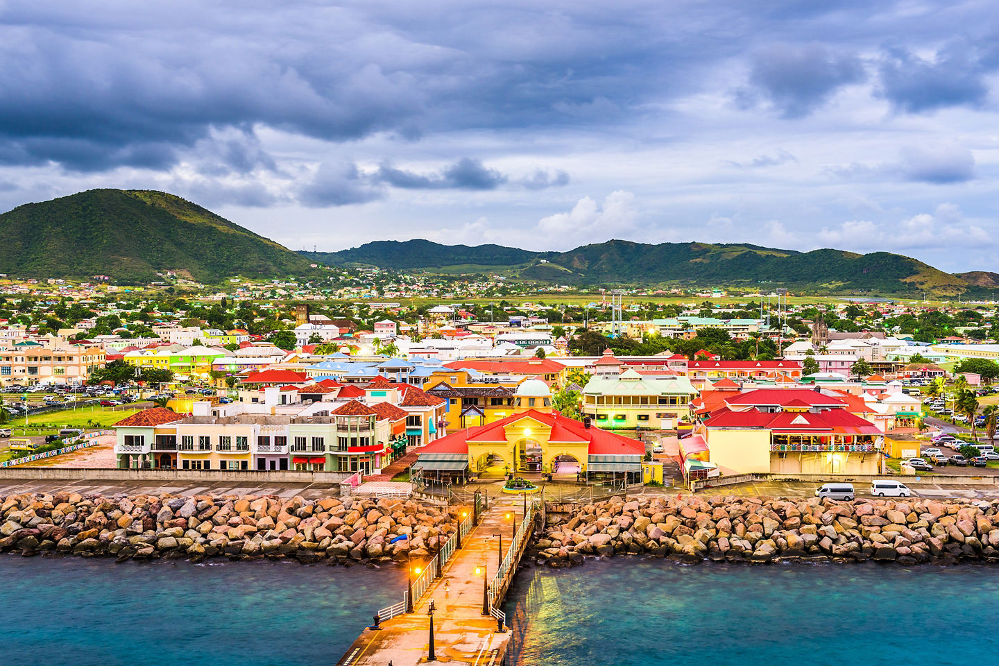 Colorful Basseterre buildings showcase traditional St. Kitts architecture. - Basseterre, St Kitts & Nevis