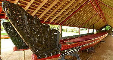 Close up of a maori canoe at Waitangi Treaty Grounds in New Zealand
