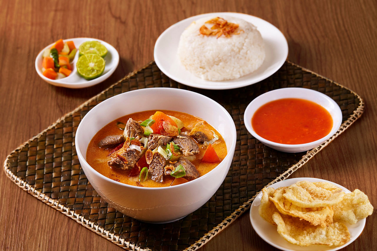 Soto Betawi Traditional Indonesian Beef Soup. 
