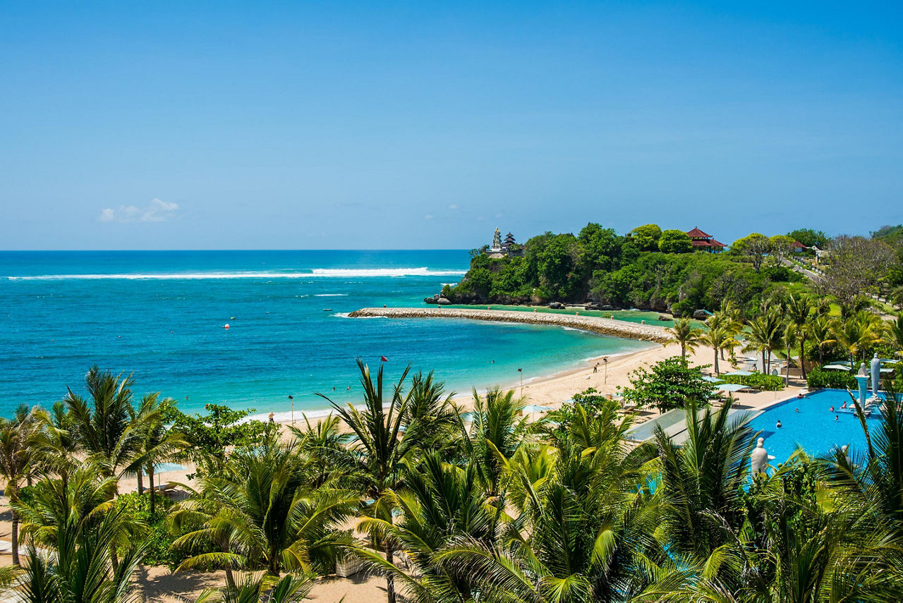 View of the Nusa Dua Beach on a sunny day in Bali, Indonesia