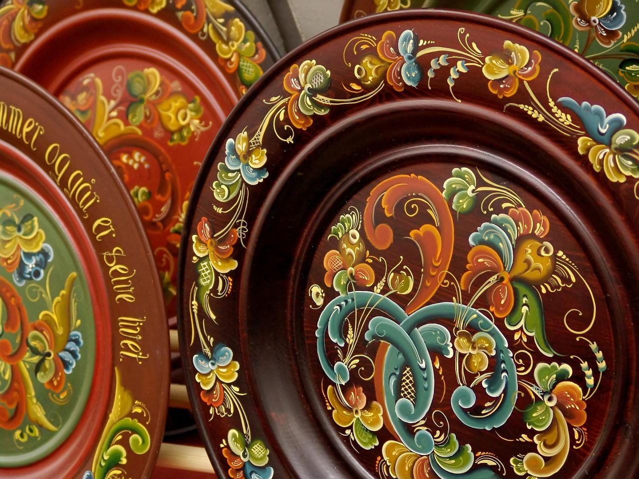 Bergen, Norway Traditional Rosemaling Plates