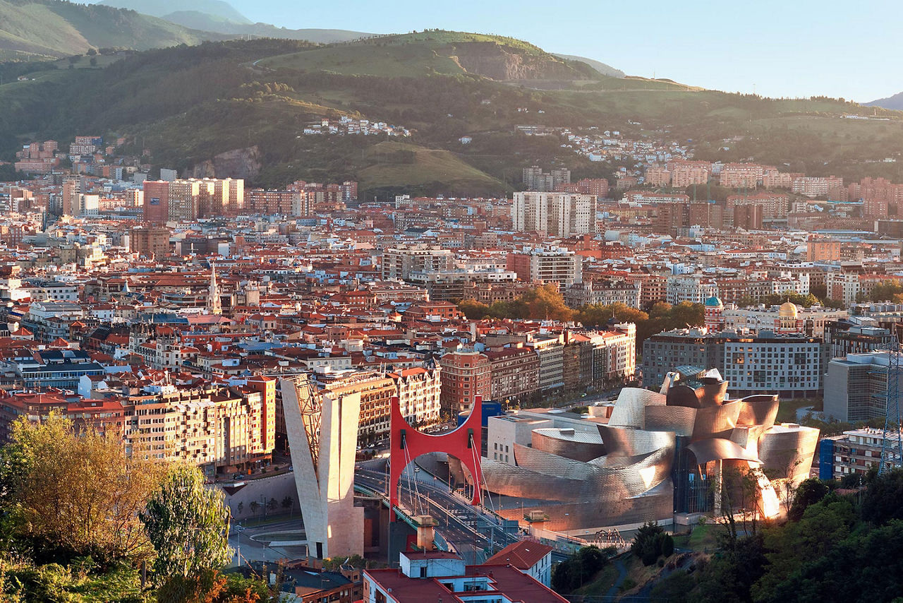 Aerial View of City, Bilbao, Spain 