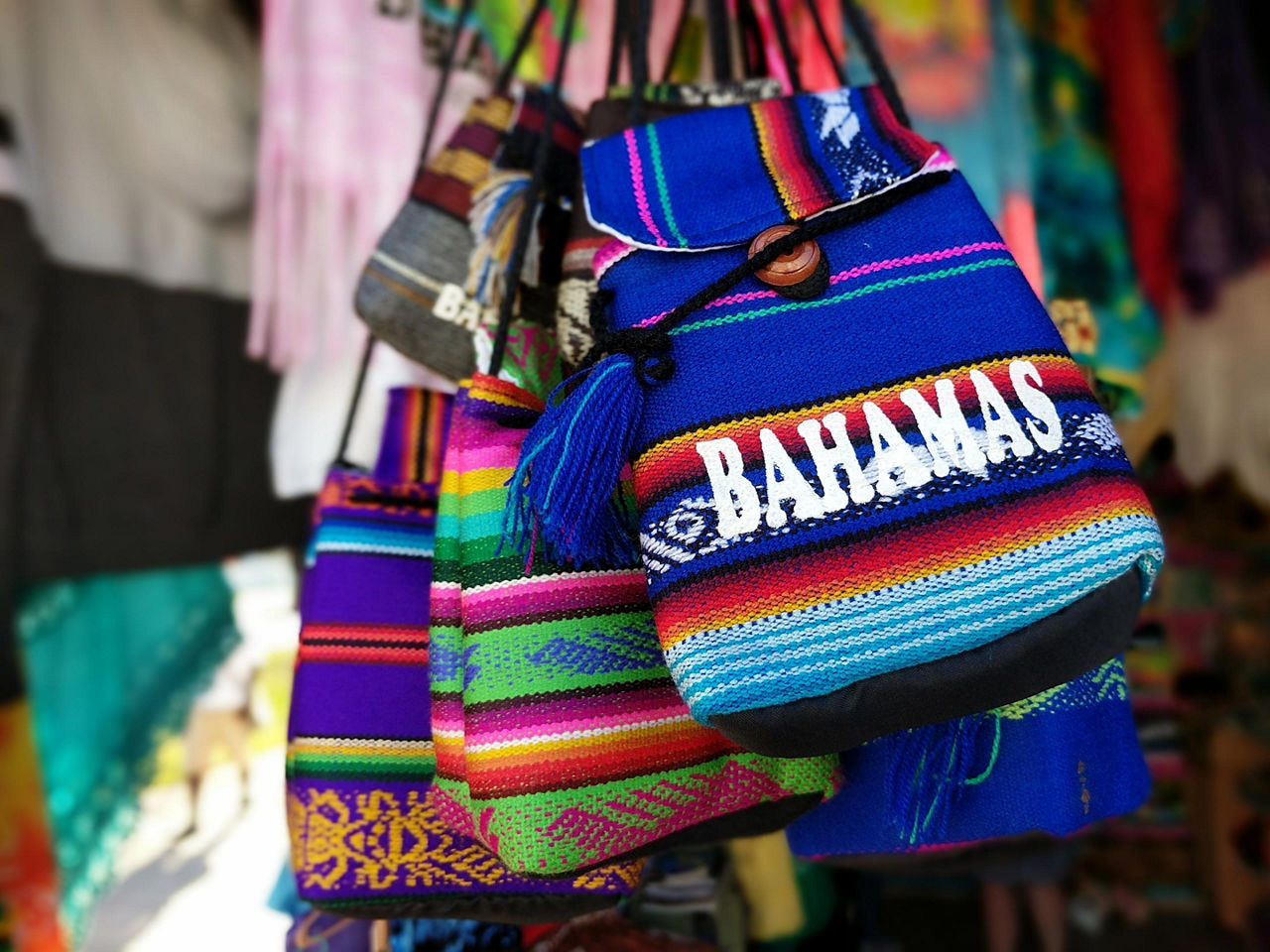 A Souvenir Bag with Bahamas Embroidered on to the Front, Bimini, Bahamas