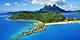 Bora Bora, French Polynesia, Aerial view of overwater bungalows