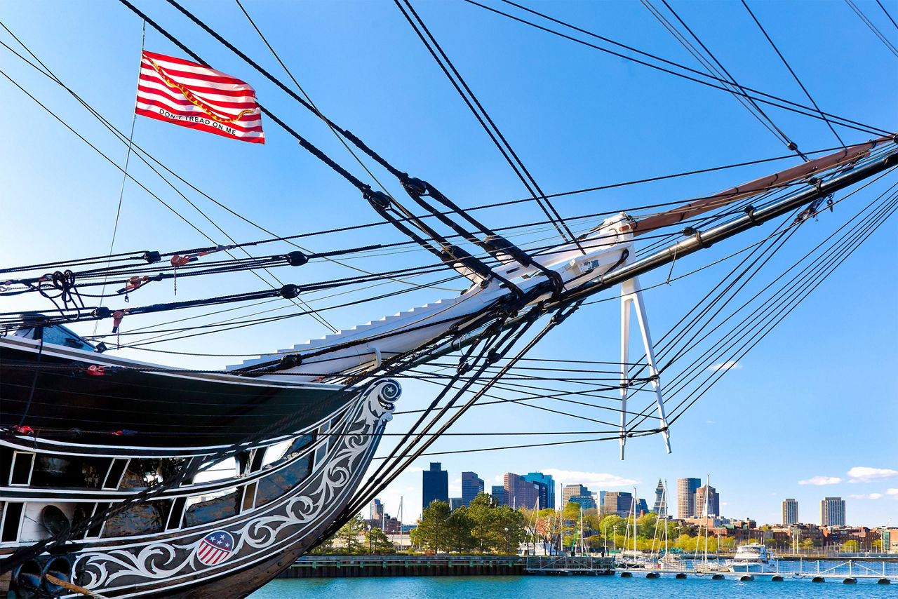 USS Constitution with Downtown Skyline, Boston, Massachusetts