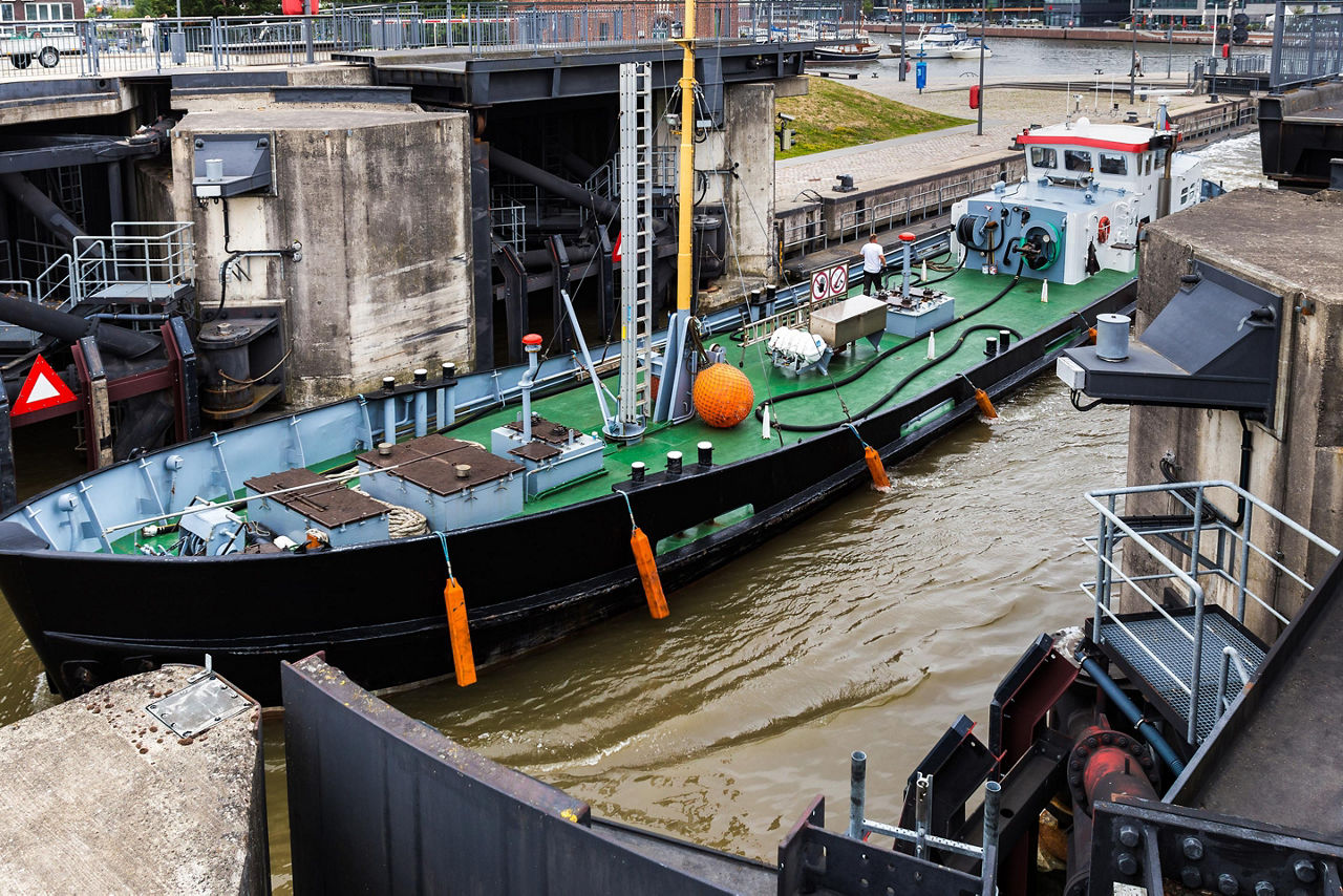 Dock of old harbor in Bremerhaven, Germany