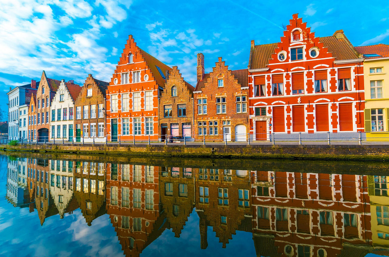 Bruges, Belgium Colorful Waterfront Homes