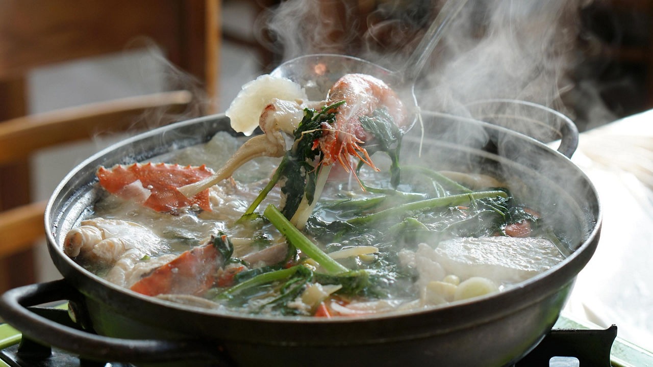 Seafood soup cooked in Jagalchi fish market in South Korea in Busan