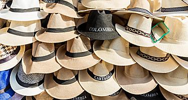 Traditional hats for sale in Cartagena, Colombia