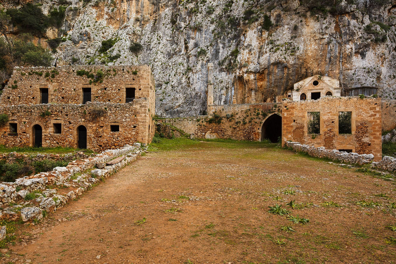 The ruins of the Katholiko Monastery in Crete