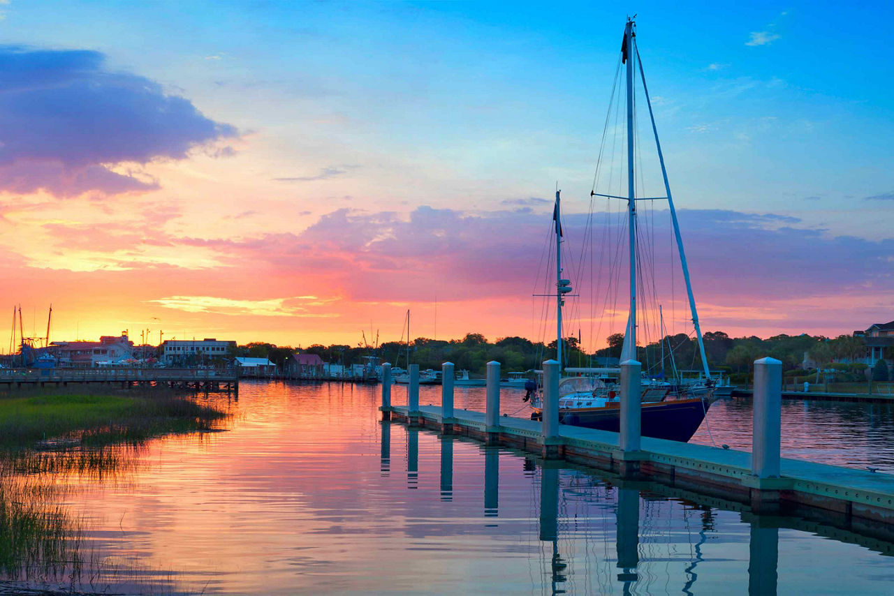 Sunset Sailboat Dock, Charleston, South Carolina
