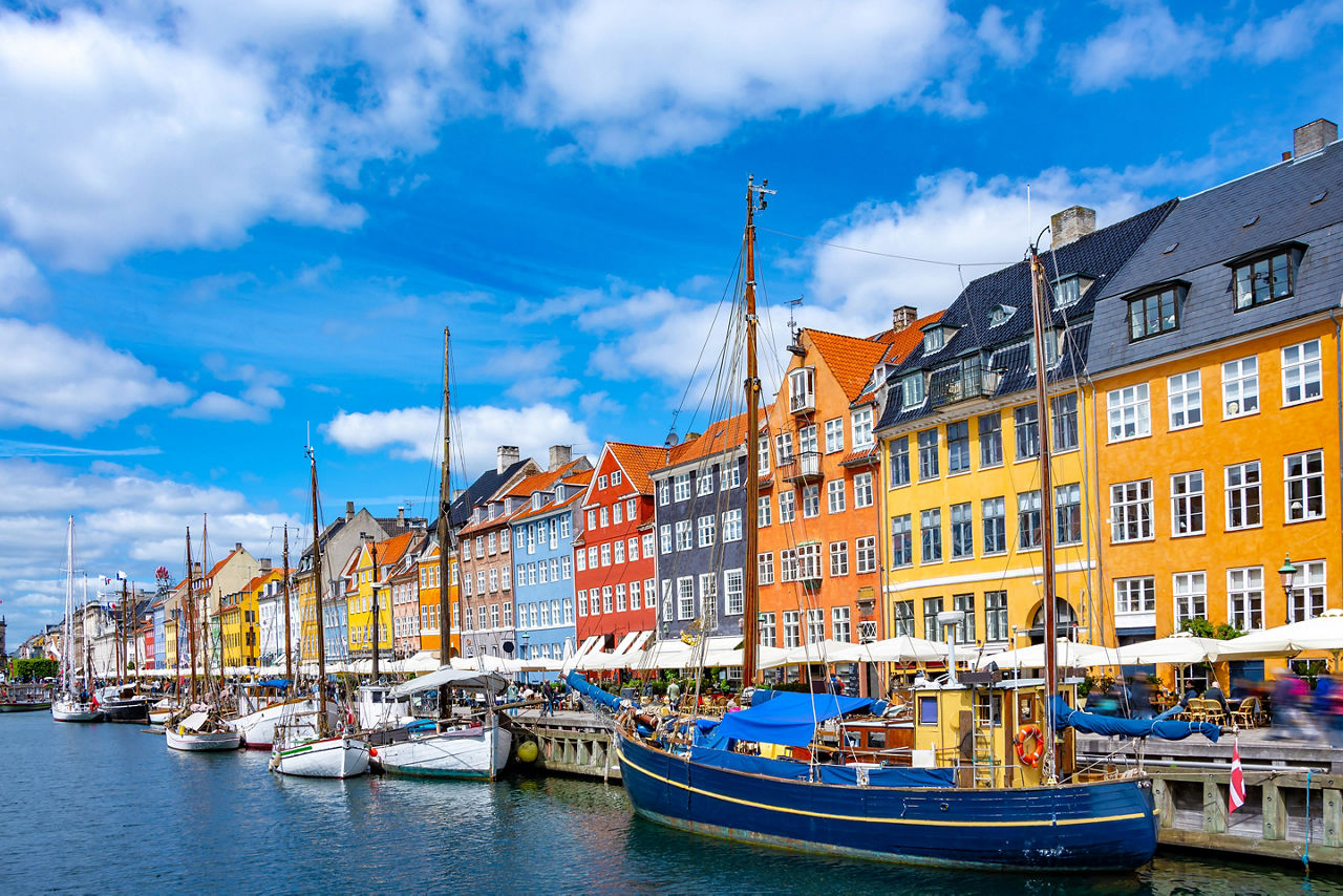 Denmark Copenhagan Nyhavn Harbor Traditional Local Homes