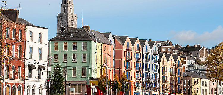 Multicolored buildings in Cork, Ireland
