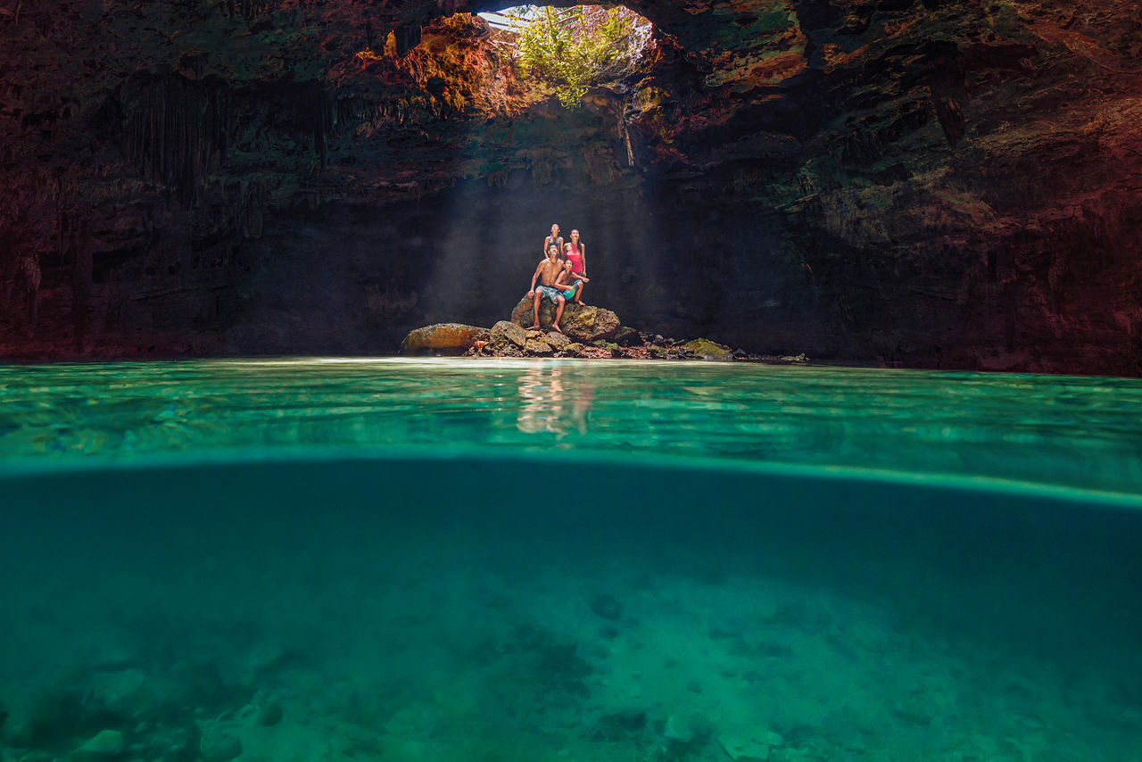 Family in Centeron Rocks, Cozumel, Mexico