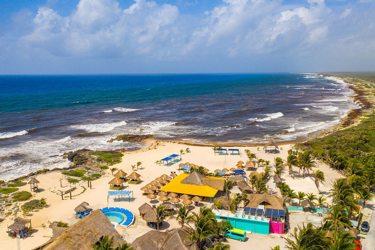 Mexico Cozumel Beach Coast Tiki Cabanas
