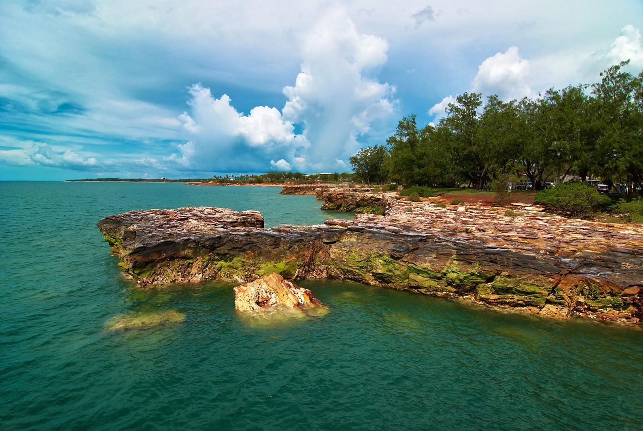 A rocky coastline in Darwin, Australia