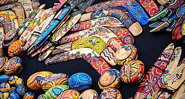 An assortment of different boomerang souvenirs in Australia