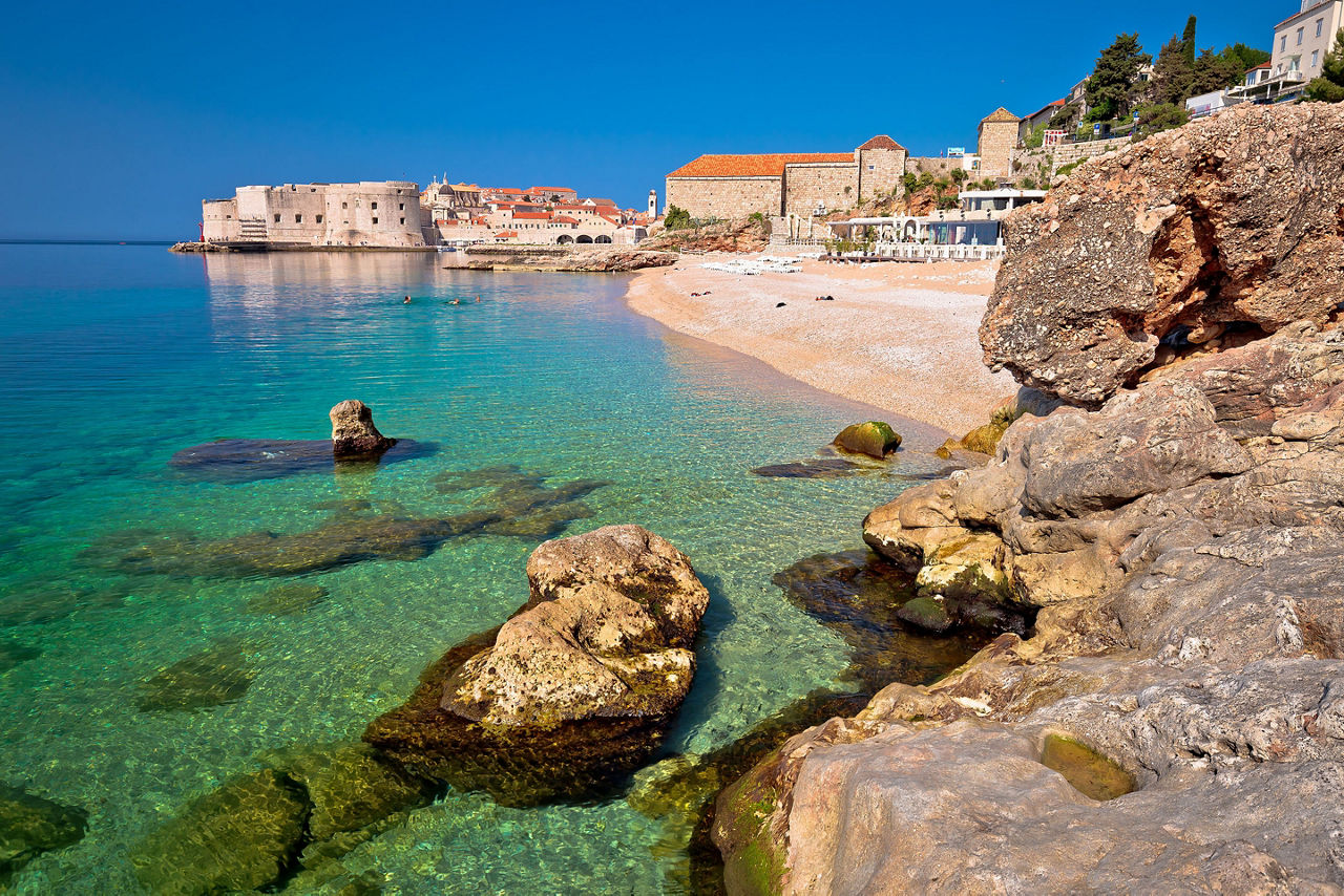 Croatia Dubrovnik Banje Beach Historic Buildings