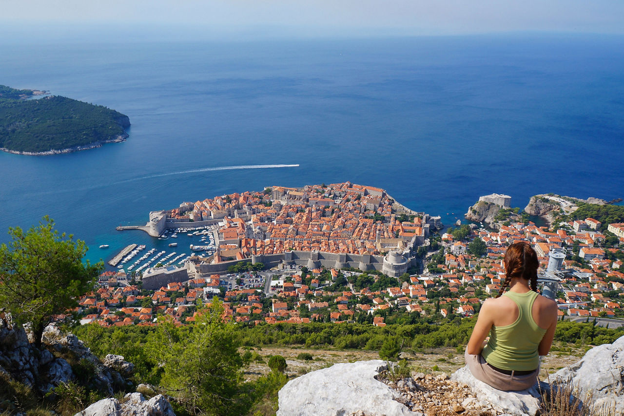 Croatia Dubrovnik Woman Cliff