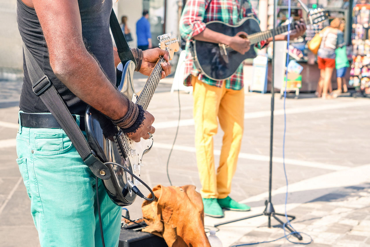 Reggae Street Musicians Guitars, Falmouth, Jamaica