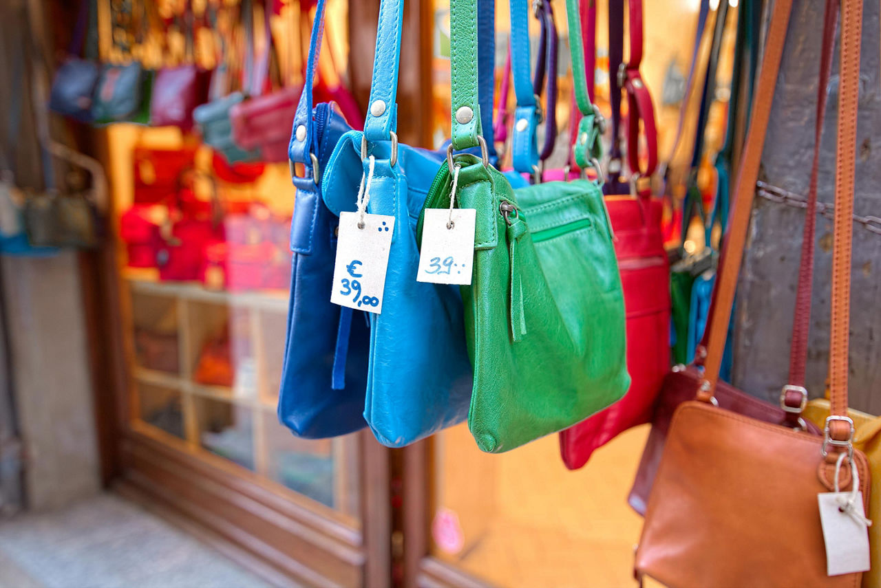 Leather bags for sale in Florence, Italy