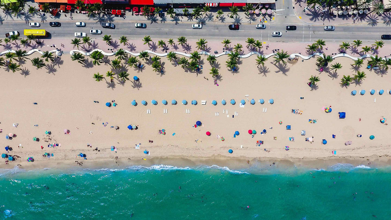 Sunny Day Beach Aerial, Fort Lauderdale, Florida