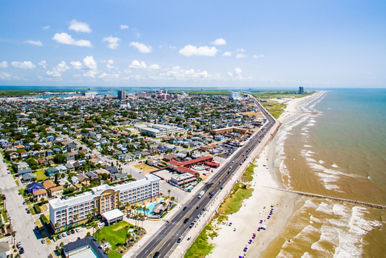 aerial view galveston sea wall beach galveston texas