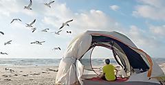 Tent beach camping in Galveston