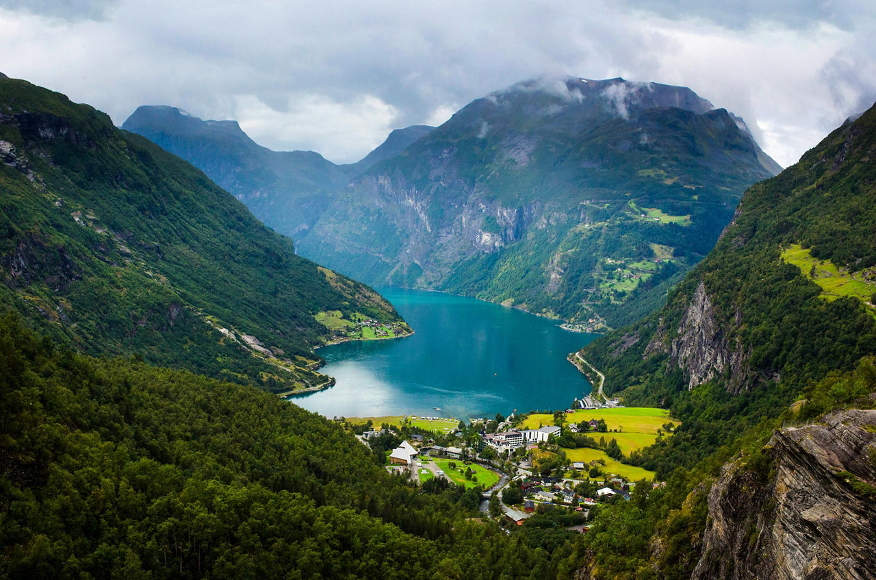 Geiranger, Norway, Aerial View