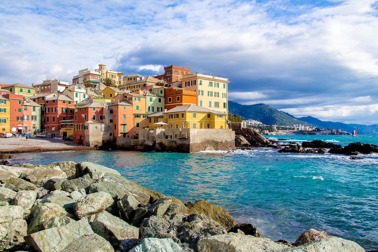 Coastal view of the Boccadasse district of Genoa, Italy