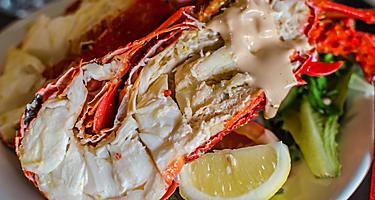 Boild rock lobster is local cuisine in Geraldton, Australia