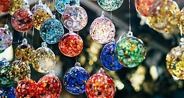 Assorted handmade glass ornaments