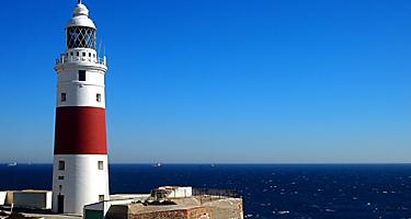 A red and white lighthouse in Gibraltar, United Kingdom