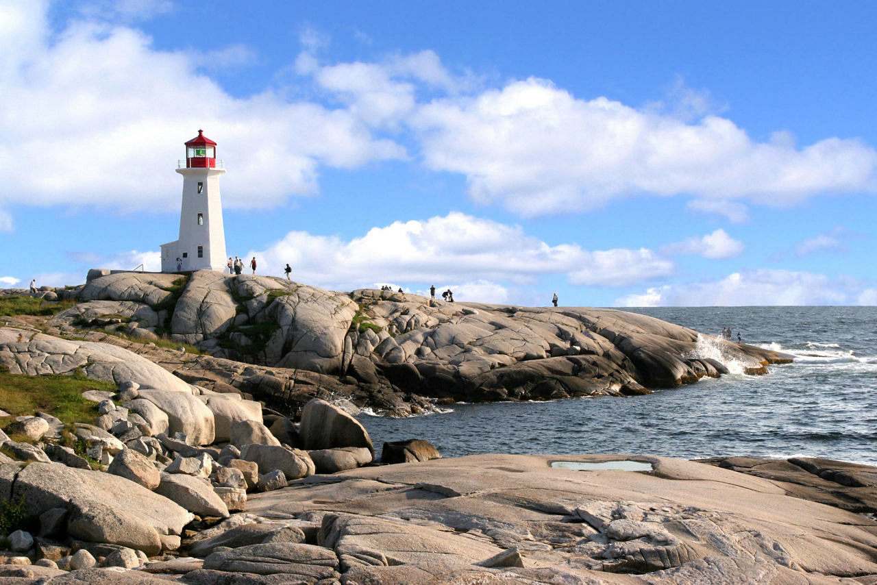 Peggy's Cove Lighthouse On Rocky Coast, Halifax, Nova Scotia