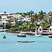 Boats and colorful architecture along the shoreline in Hamilton, Bermuda