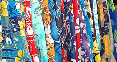 Swimming shorts trunks with floral patterns from a shop in Hamilton, Bermuda
