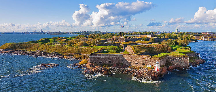 Aerial view of the Suomenlinna Fortress in Helsinki, Finland